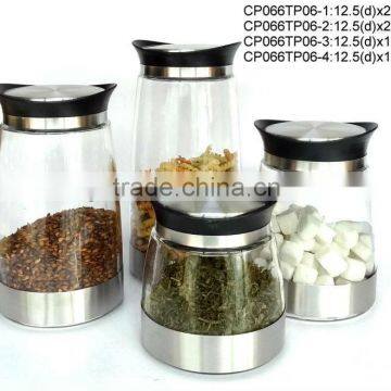 CP066TP06 round glass jar with metal casing