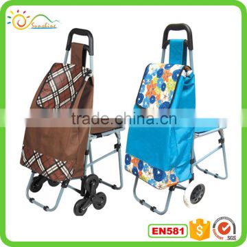 Foldable shopping trolley cart hand trolley with suitable kids seat