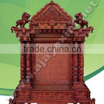 Decorative Wooden Puja Mandir with Lion Face & Swan Leg