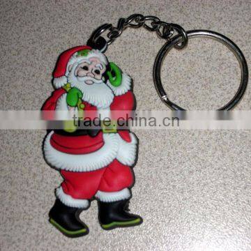 Customized 3d father Christmas keyring, Santa Claus keyring, pvc keyring