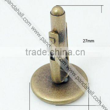 Brass Cufflink Blank for Men Shirt Cuff Link Buttons(KK-E063-AB-NF)