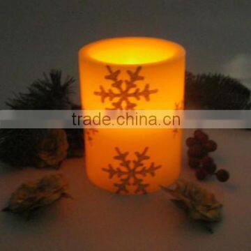 Battery Powered 6 Inch Plastic Pillar Colorful Christmas Moving Snowflake Candle photo-6
