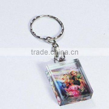 Europe Style Cheap Printing Rectangle Custom Printed Crystal Keychain