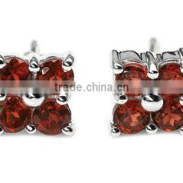 1.20ctw Genuine Garnet Round .925 Sterling Silver Stud Earrings