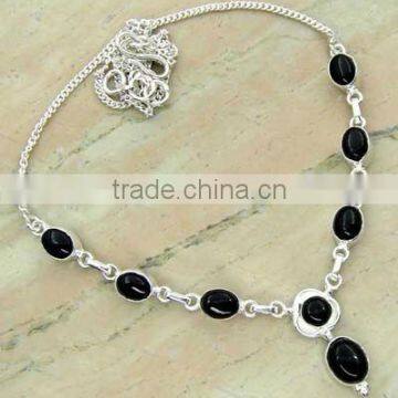 Black Onyx &.925 Sterling Silver Necklace Jewelry Wholesale Jewellery