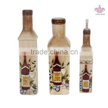 Color-glazed ceramic olive oil bottles