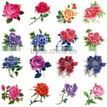 custom popular fashion waterproof flower temporary tattoo sticker for lady