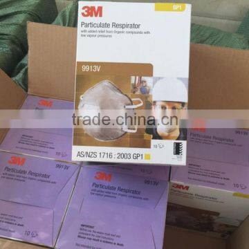 3M disposable respirator 9913V , Particulate Respirator Mask 9913V / Carbon Filter Face Mask 9913V for adult safety mask