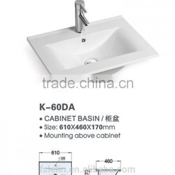 FOSHAN LELIN ceramic L600mm cabinet basin small size vanities top bathroom basin of LT-013