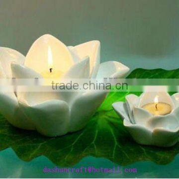 DS11053WH white lotus resin candle holder home decor wedding gift