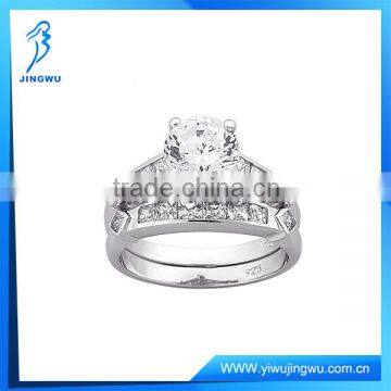 925 Sterling Silver Cubic Zirconia 2 piece Wedding Ring Set