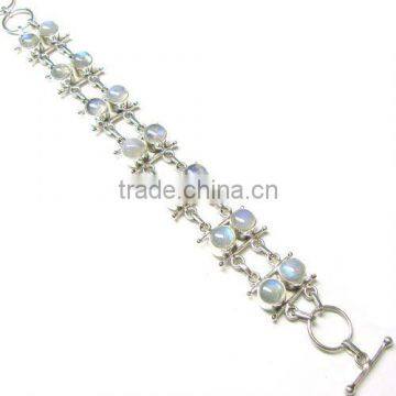 Natural gemstone silver fashion bracelet jewelry