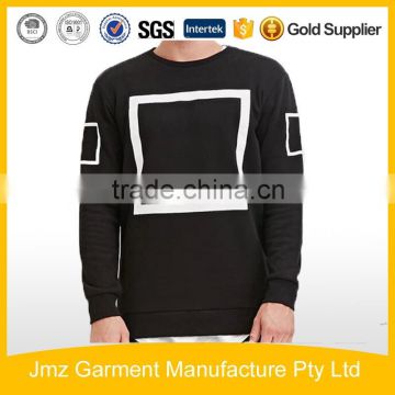 Custom printed logo on black men winter sweatshirt