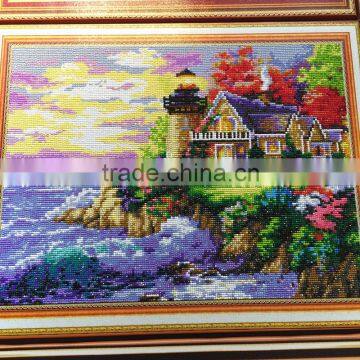 best price sea landscape house tree resin stone handmade art craft painting