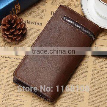 New Brand Leather Purse ID Credit Card Holder Bifold Zipper Long Mens Wallet photo-3