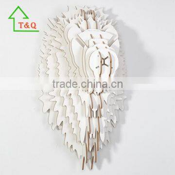 DIY Wooden Lion Trophy Animal Head 3D Wooden Animal Wall Decoration photo-2