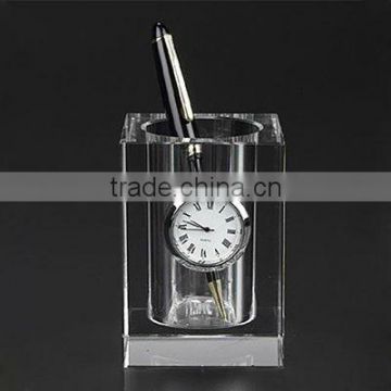 crystal clock on pen holder