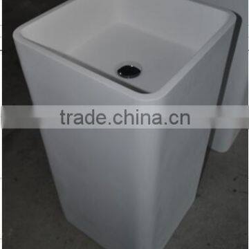 Good Quality Solid Surface Bathroom Freestanding Pedestal Wash Basin, Artificial Stone Pedestal Wash Basin photo-2