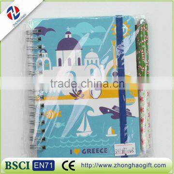 factory price good quality custom printing spiral notebook with pen inside