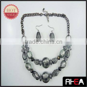 Transparent Foil Beads Handmade Beads Necklace and Earring Jewelry set