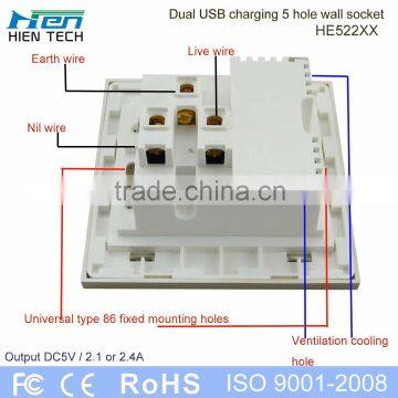 13A Electricial Wall Socket Universal 5 Pin Usb Plug/usb Socket/usb Wall Socket photo-3