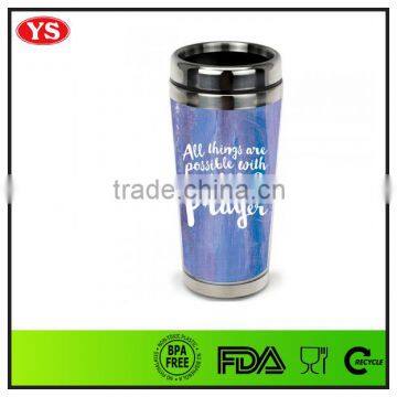 450ml insulated thermos stainless steel travel tumbler with paper insert