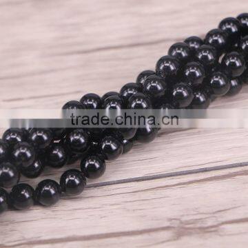 15" Smooth Round Black Agate Onyx Beads Natural Gemstone Beads 8mm