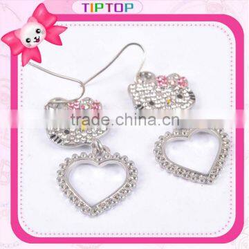 fashion unique hello kitty with heart earrings for girls