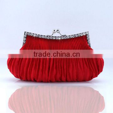 2014 wholesale lady party bag plicated satin evening bag