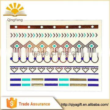 Metallic Flash Tattoos Gold Silver Jewelry Waterproof Body Temporary Tattoo Sticker