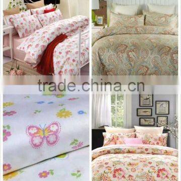 Luxury 300TC 100% cotton bedding sets reactive printing bed sheet