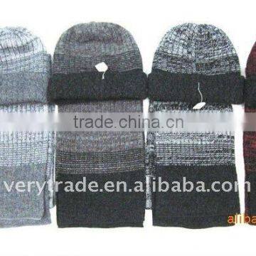 Winter Ski Knit Scarf Hat Beanie Gift Set