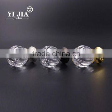 1 1/6 Inch Clear Brass Base Brushed Nickel Crystal Knobs photo-5