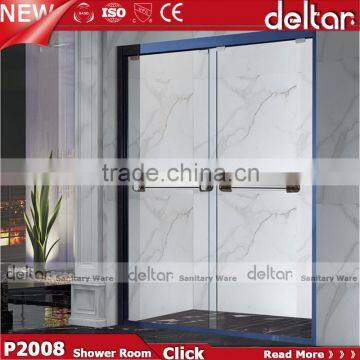 prefab bathroom shower enclosure cubicle with blue Frame / toilet sex shower room / tempered glass shower door