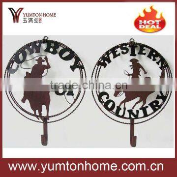 Metal cowboy hooks for wall & home decoration (set of 2)