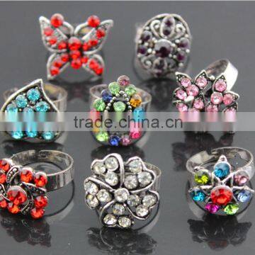 Europe Style Alloy Colourful Diamante Flower Open Rings photo-2