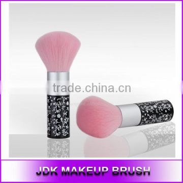 High Quality Pink Hair Retractable Blush Brush with Flower Decorated Handle