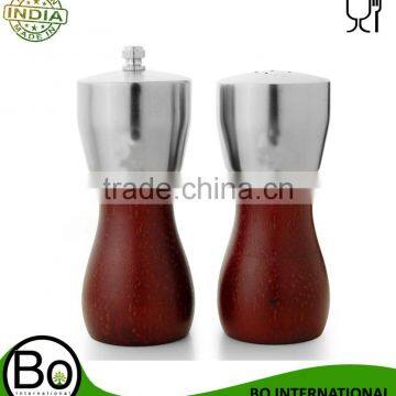 Stainless Steel Brown Wooden Shaker Ella Salt And Pepper (2 Pieces)