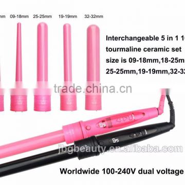 High Quality Automatic Mini Flat Iron 100 Ceramic Electric LCD Hair Brush Styler Roller Curler