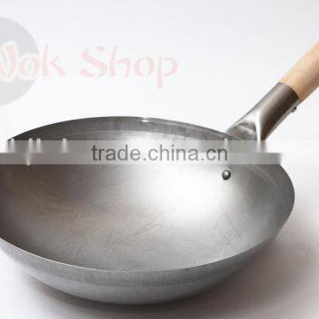 Specialty Chinese Restaurant Cookware Carbon Steel Wok With Wooden Handle Round Bottom 12", 13", 14", 15", 16" photo-3