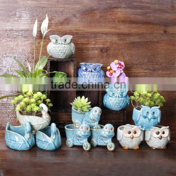 Shabby chic succulent pot ceramic animal flower planters