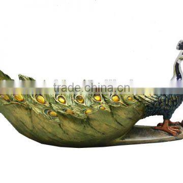 Polyresin Handpainted Resin Beacutiful Statue Peacock photo-2