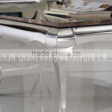 Silver Metal Corner Table Mirrored Side Table photo-6