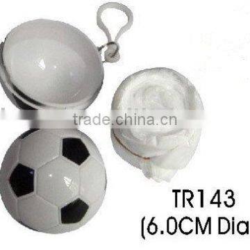 Plastic football with raincoat inside