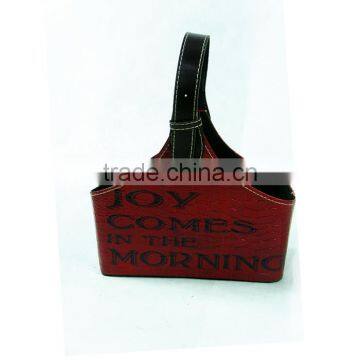 Desktop Faux Leather Magazine Holder With Buckle Handle For Home/Office/Hotel photo-3