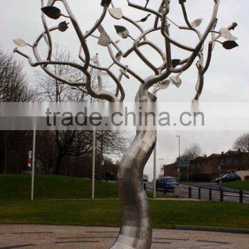 Outdoor large stainless steel metal tree sculpture for garden decor