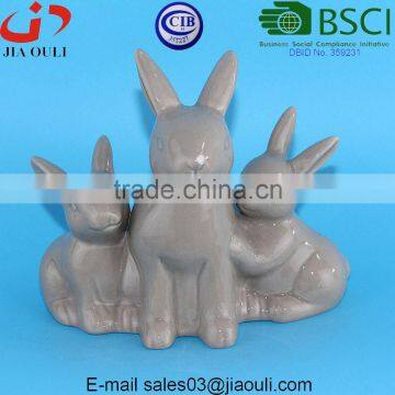 BSCI Audit Factory New EASTER decorations white Ceramic rabbit, grey Easter Bunny