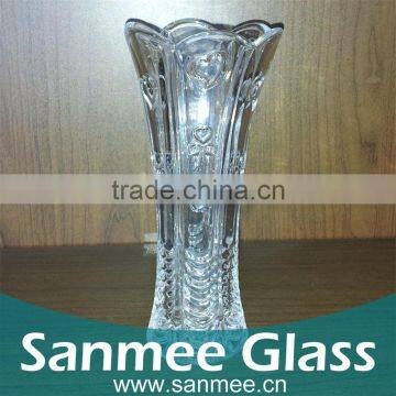 Heart Embossed Cheap Chinese Glass Flower Vases