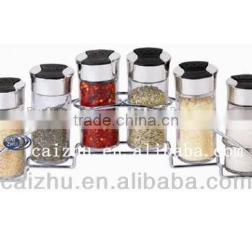 Kitchen Condiments Spice Glass Jar Storage Display Rack