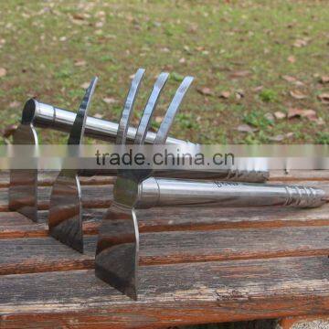 Высококачественная двухфункциональная маленькая садовая мотыга и грабли из нержавеющей стали photo-4